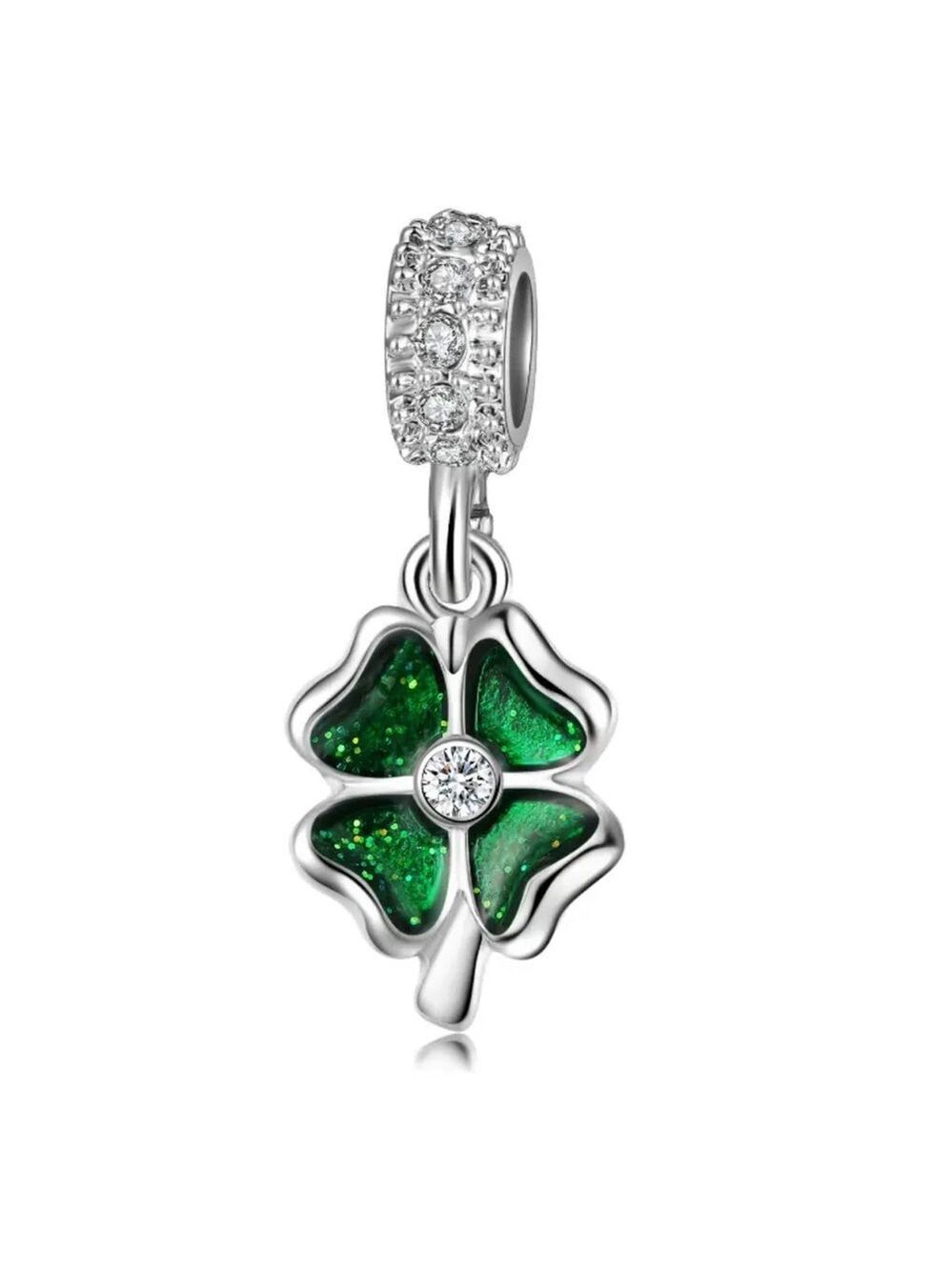 New Silver Enamel Clover Charm Bracelet Pendant